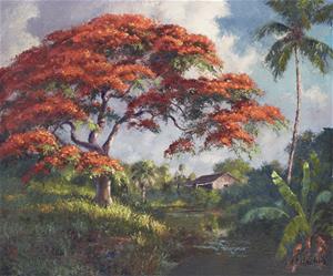 A painting of Moore's Creek done by A.E. Backus